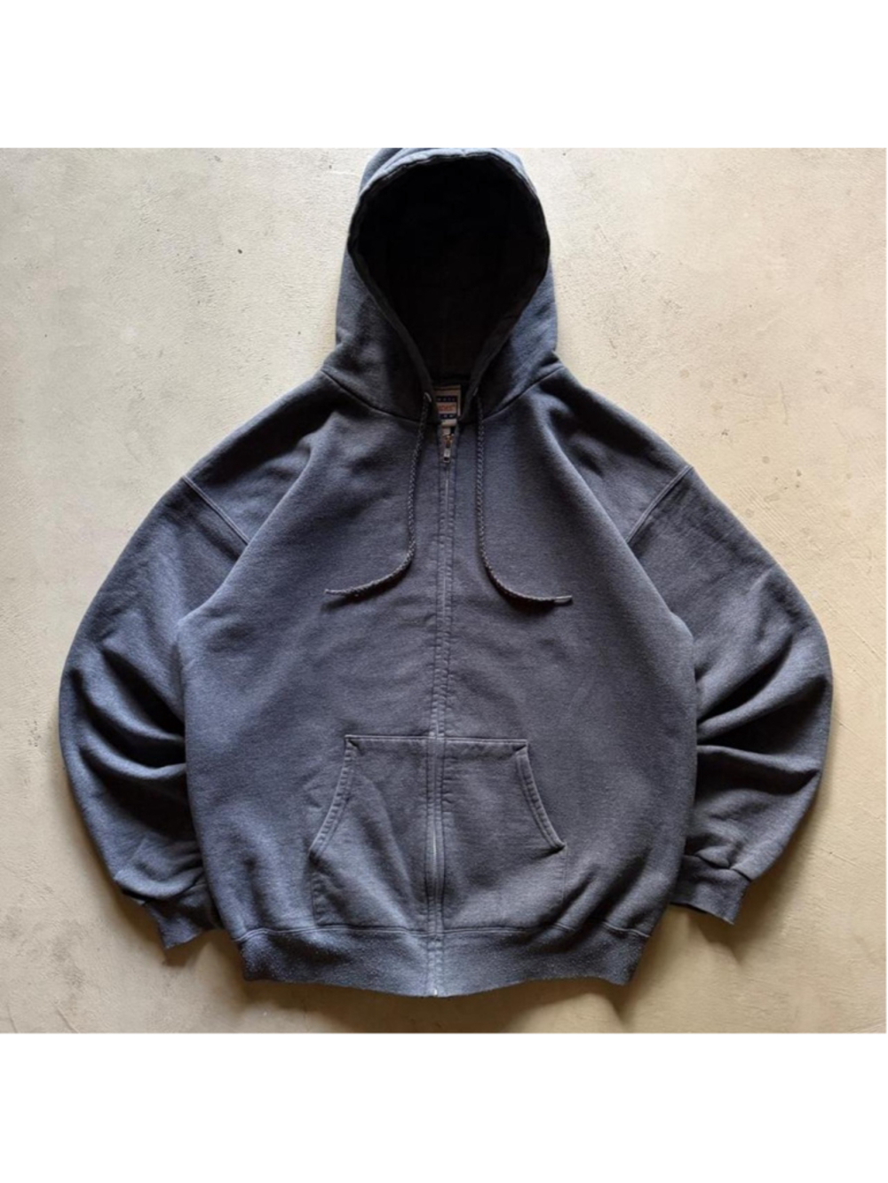 vintage 90s hanes blank grey boxy cropped zip up hoodie - Picture 1 of 4